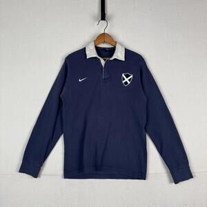 Vintage 90’s Nike Scotland Rugby Shirt Men’s Small Blue Embroidered Logo Shield